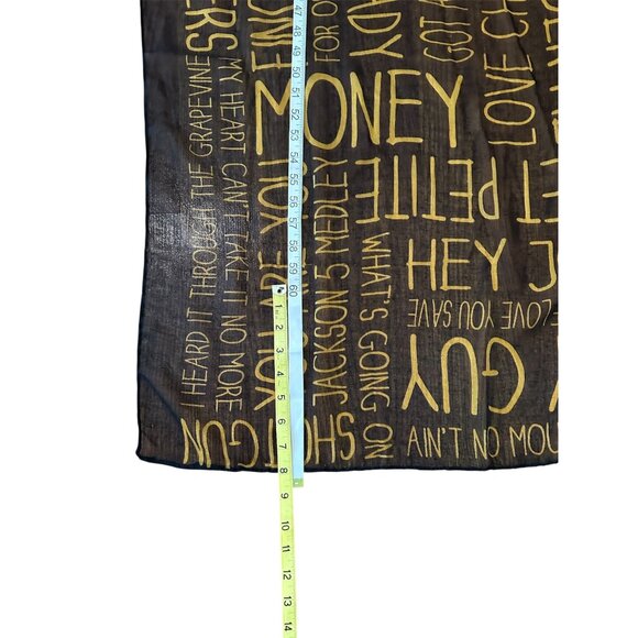 Motown Records Black & Gold Lyric Print Sheer Scarf Wrap "My Girl Billie Jean" - Picture 6 of 8